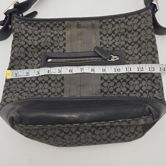 Coach Legacy Black Gray Signature Logo Purse Jacquard Duffle Shoulder Bag Tass - Picture 16 of 16